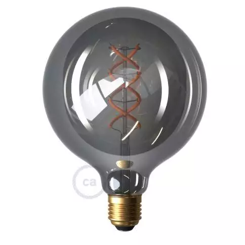 LED Lampe Smoky Globo G125 Curved Spirale Filament 5W 120Lm E27 1800K Dimmbar