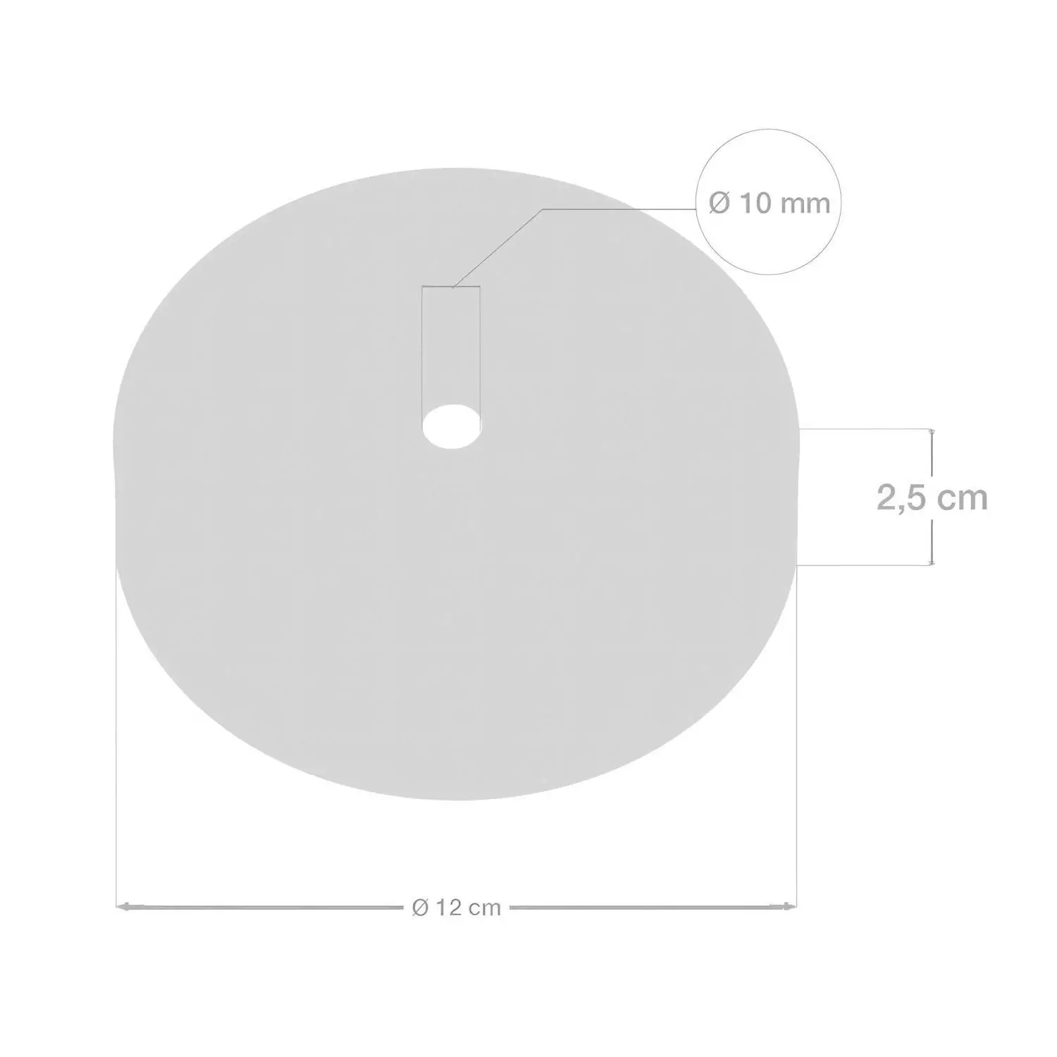 Zylindrischer Lampenbaldachin Kit aus Metall mit 7 cm Kabelklemme