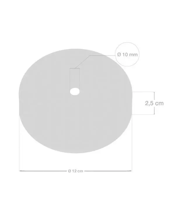 Zylindrischer Lampenbaldachin Kit aus Metall mit 7 cm Kabelklemme