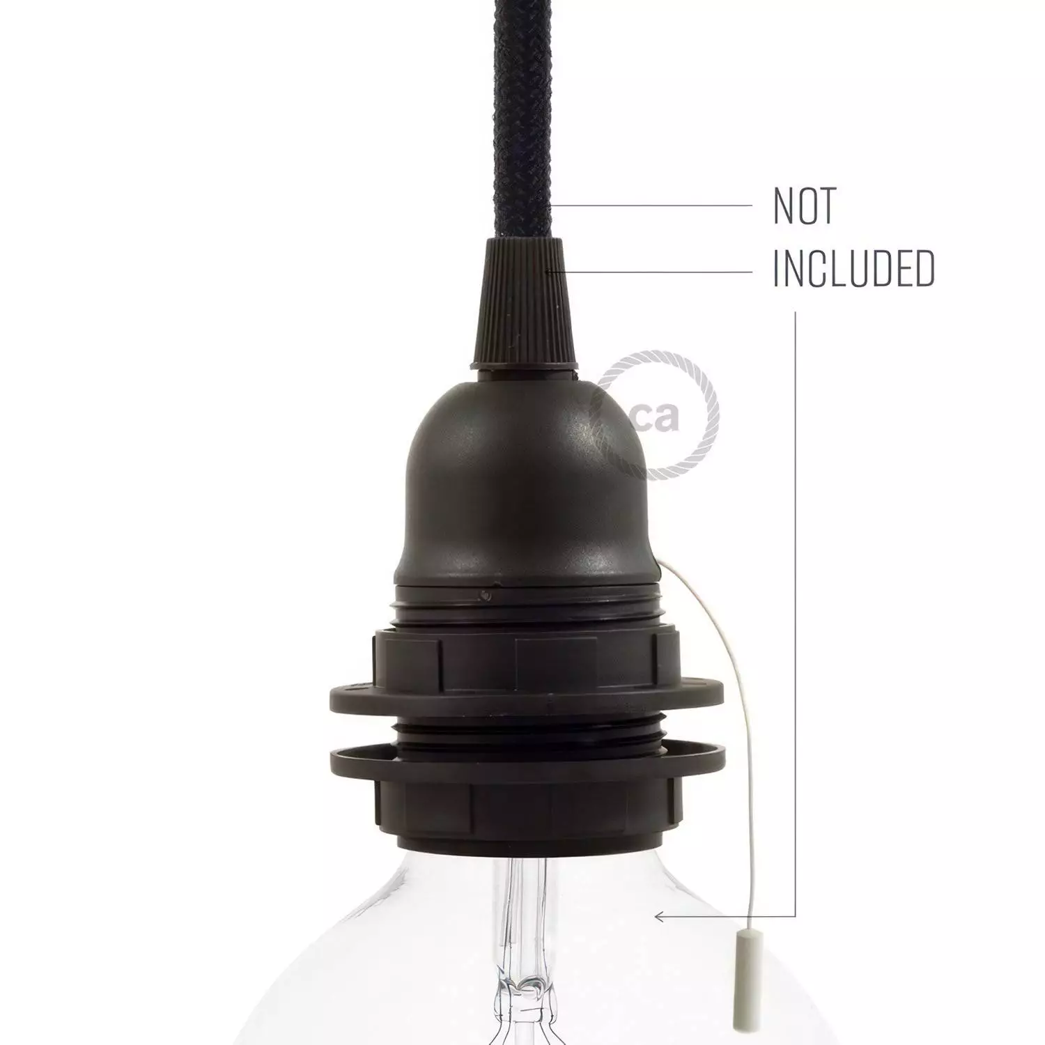 E27-Lampenfassungs-Kit aus Thermoplastisches mit Doppelklemmring und Zugschalter für Lampenschirme