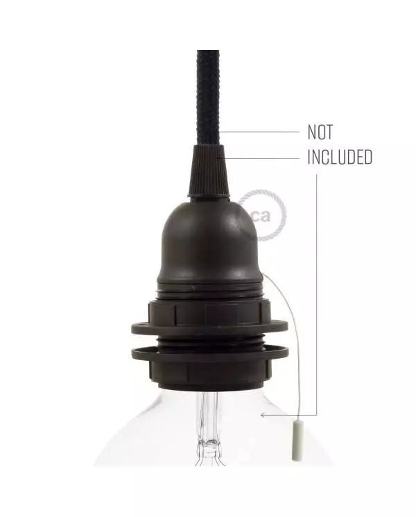 E27-Lampenfassungs-Kit aus Thermoplastisches mit Doppelklemmring und Zugschalter für Lampenschirme