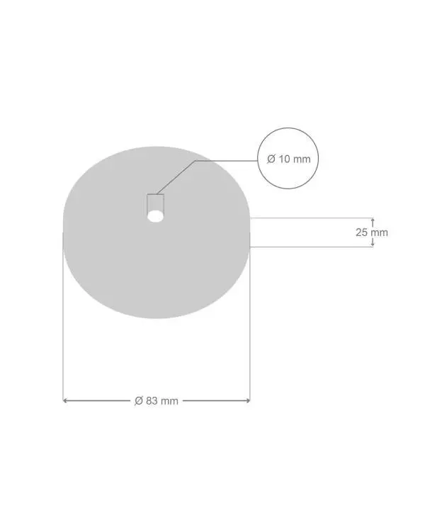 Kit runder Mini Lampenbaldachin aus Metall mit 1 zentralen Bohrung