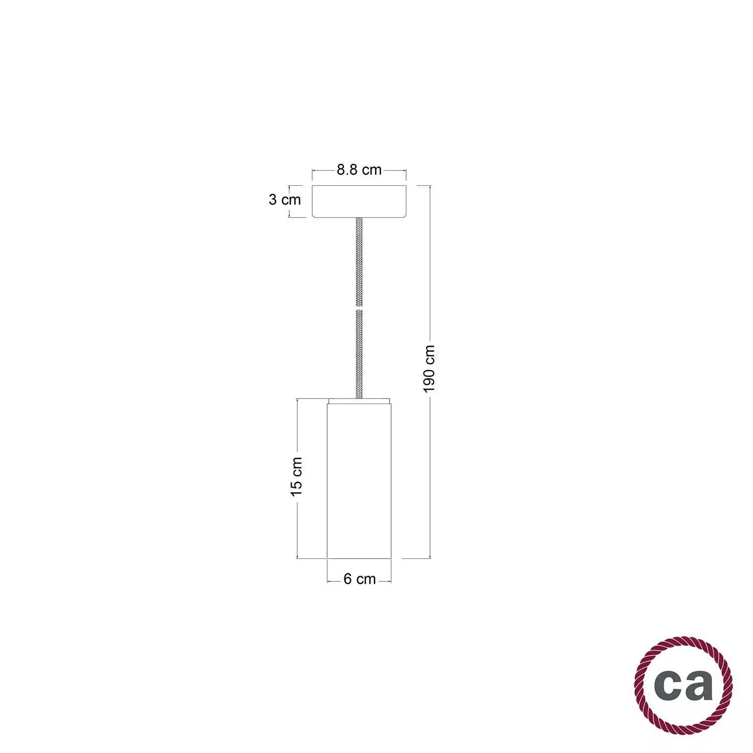 Pendelleuchte Made in Italy, komplett mit Textilkabel und Tub-E14 Lampenschirm aus Holz