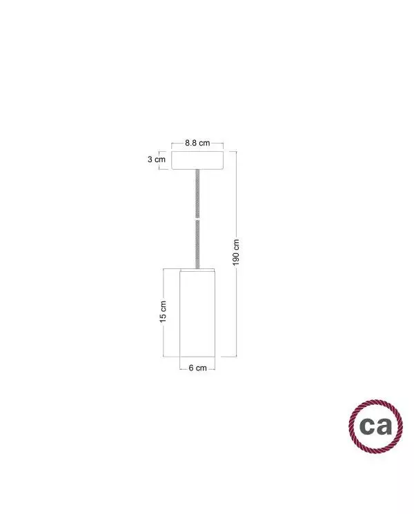 Pendelleuchte Made in Italy, komplett mit Textilkabel und Tub-E14 Lampenschirm aus Holz