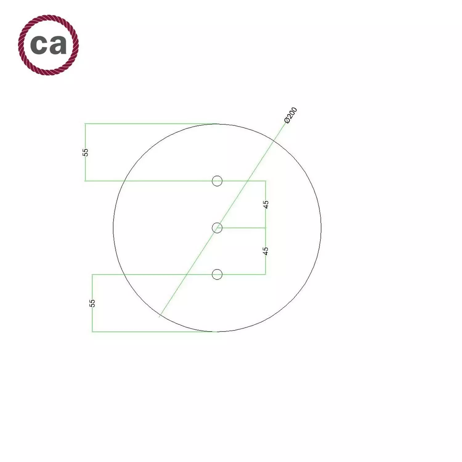 Rundes 3 Inline-Löcher und 4 Seitenlöchern Lampenbaldachin Kit, Rose-One-Abdeckung, 200 mm Durchmesser- PROMO