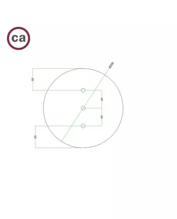 Rundes 3 Inline-Löcher und 4 Seitenlöchern Lampenbaldachin Kit, Rose-One-Abdeckung, 200 mm Durchmesser- PROMO