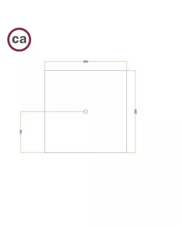 Quadratisches 1-Loch und 4 Seitenlöchern Lampenbaldachin Kit, Rose-One-Abdeckung, 200 mm - PROMO