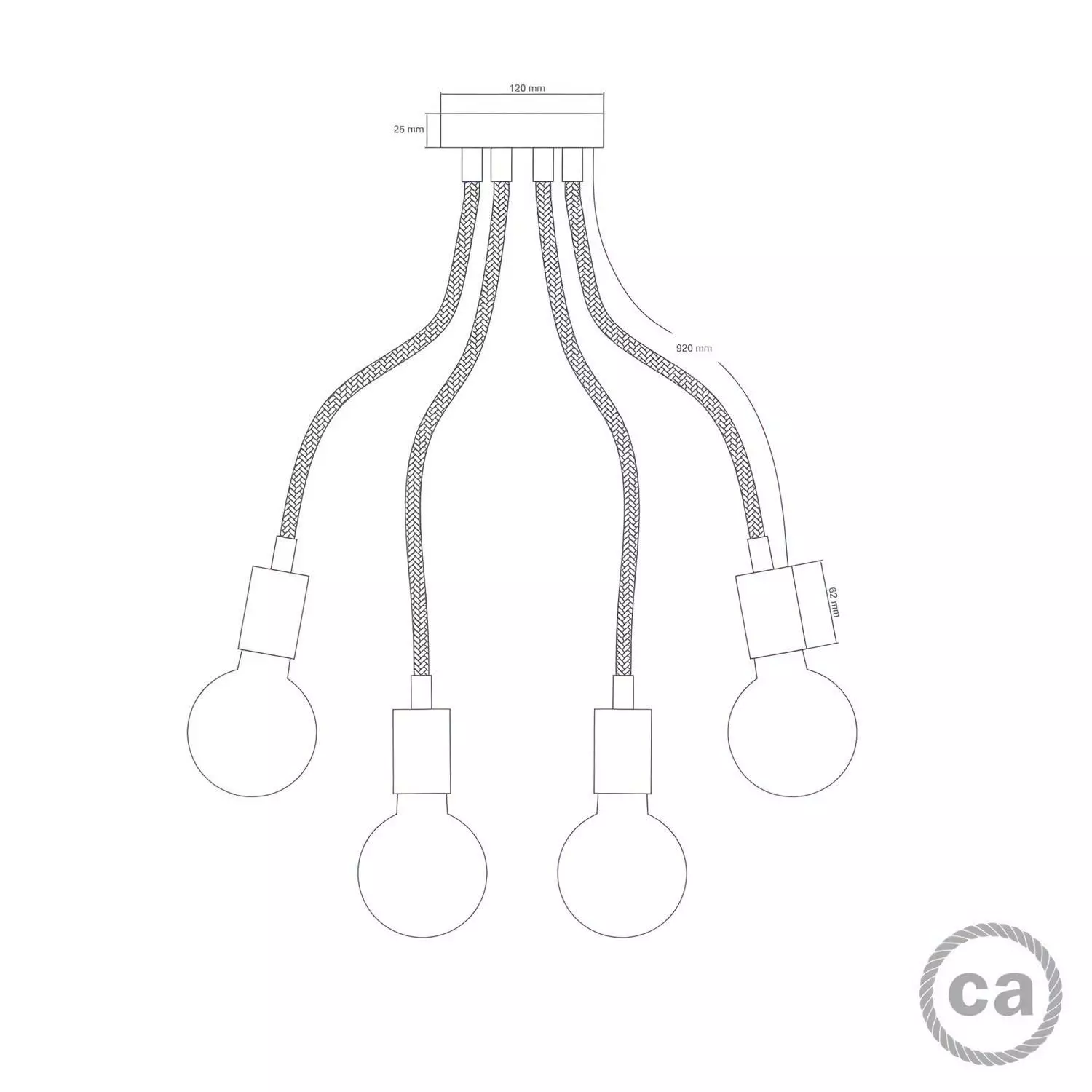 Flex 90 gelenkige Deckenleuchte mit diffusem Licht inklusive LED G95 Glühbirne