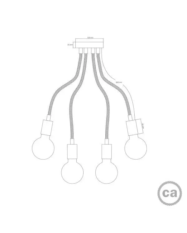 Flex 90 gelenkige Deckenleuchte mit diffusem Licht inklusive LED G95 Glühbirne