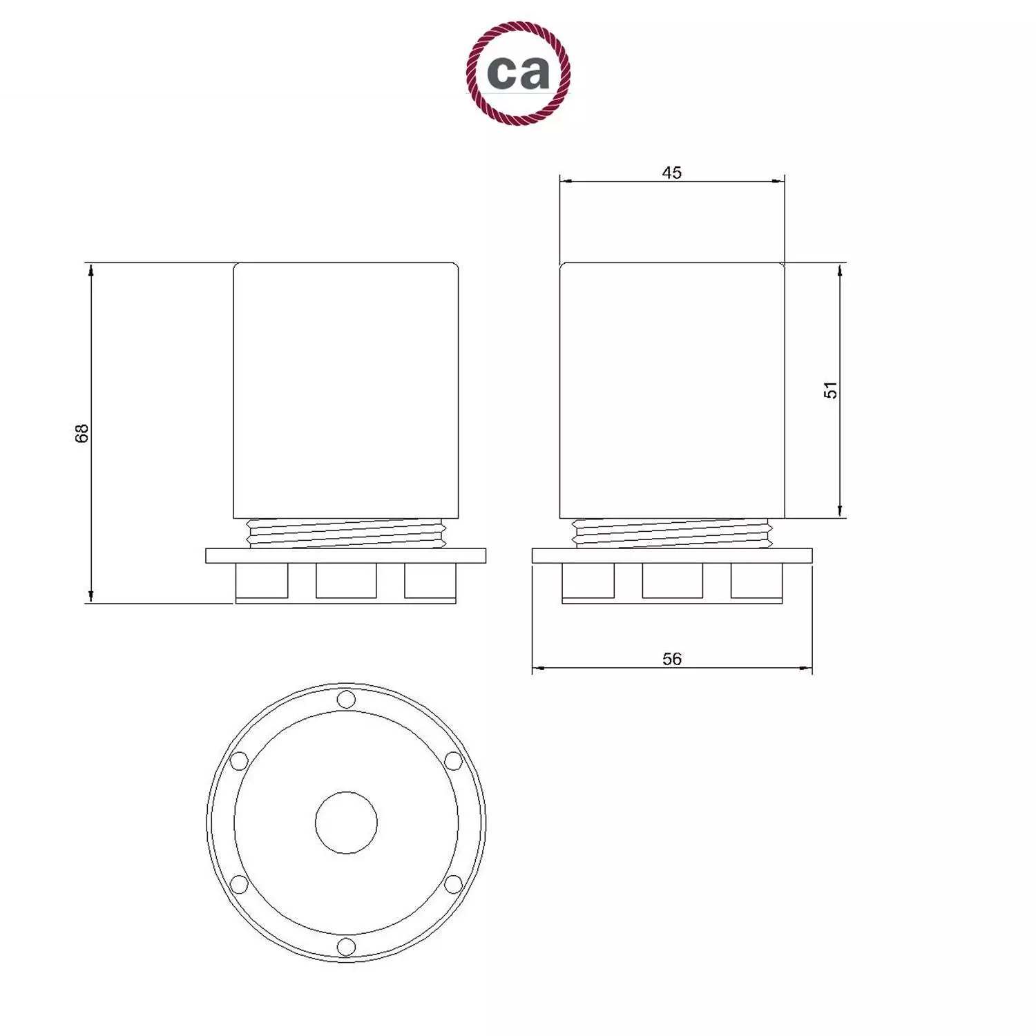 Kit E27 Lampenfassung aus Metall mit Halbgewinde und verdeckter Zugentlastung