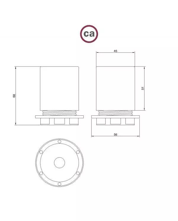 Kit E27 Lampenfassung aus Metall mit Halbgewinde und verdeckter Zugentlastung