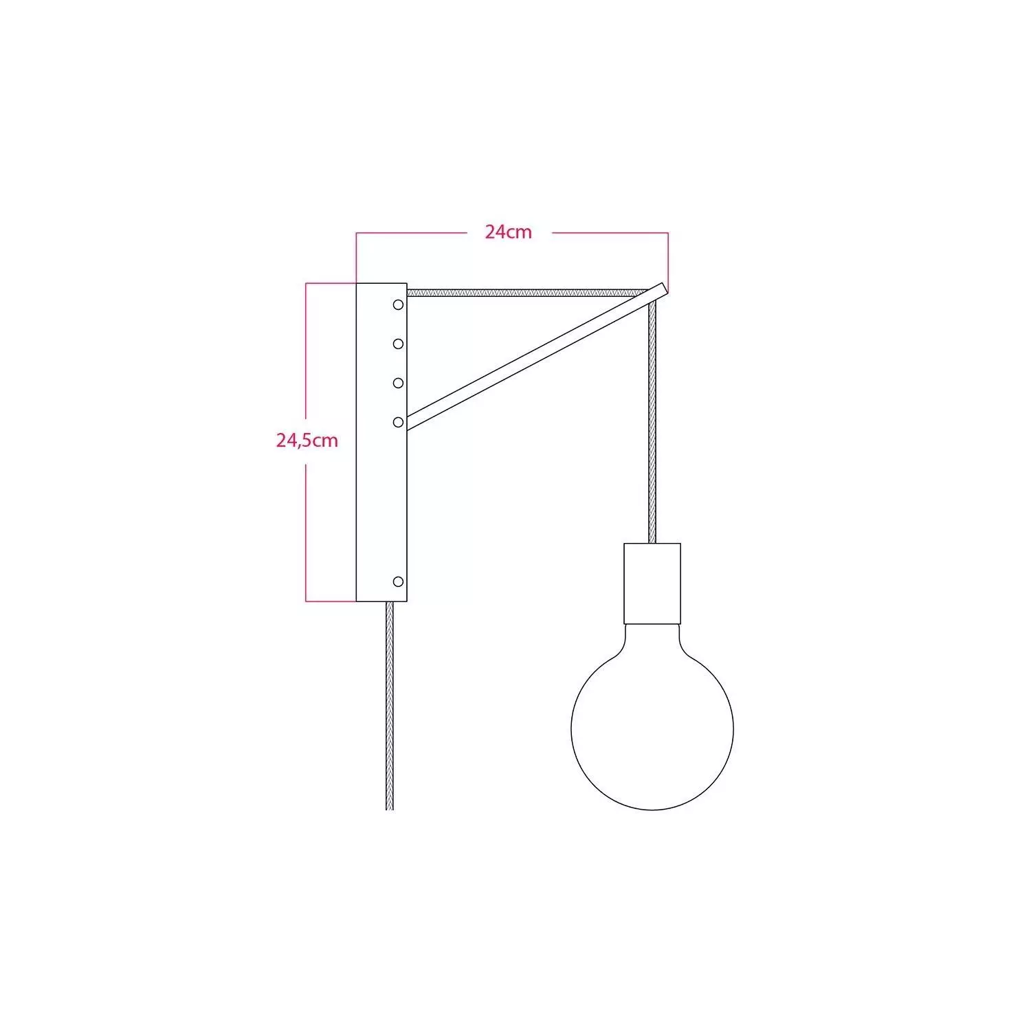 Holz-Wandleuchte mit 2-poligem Stecker