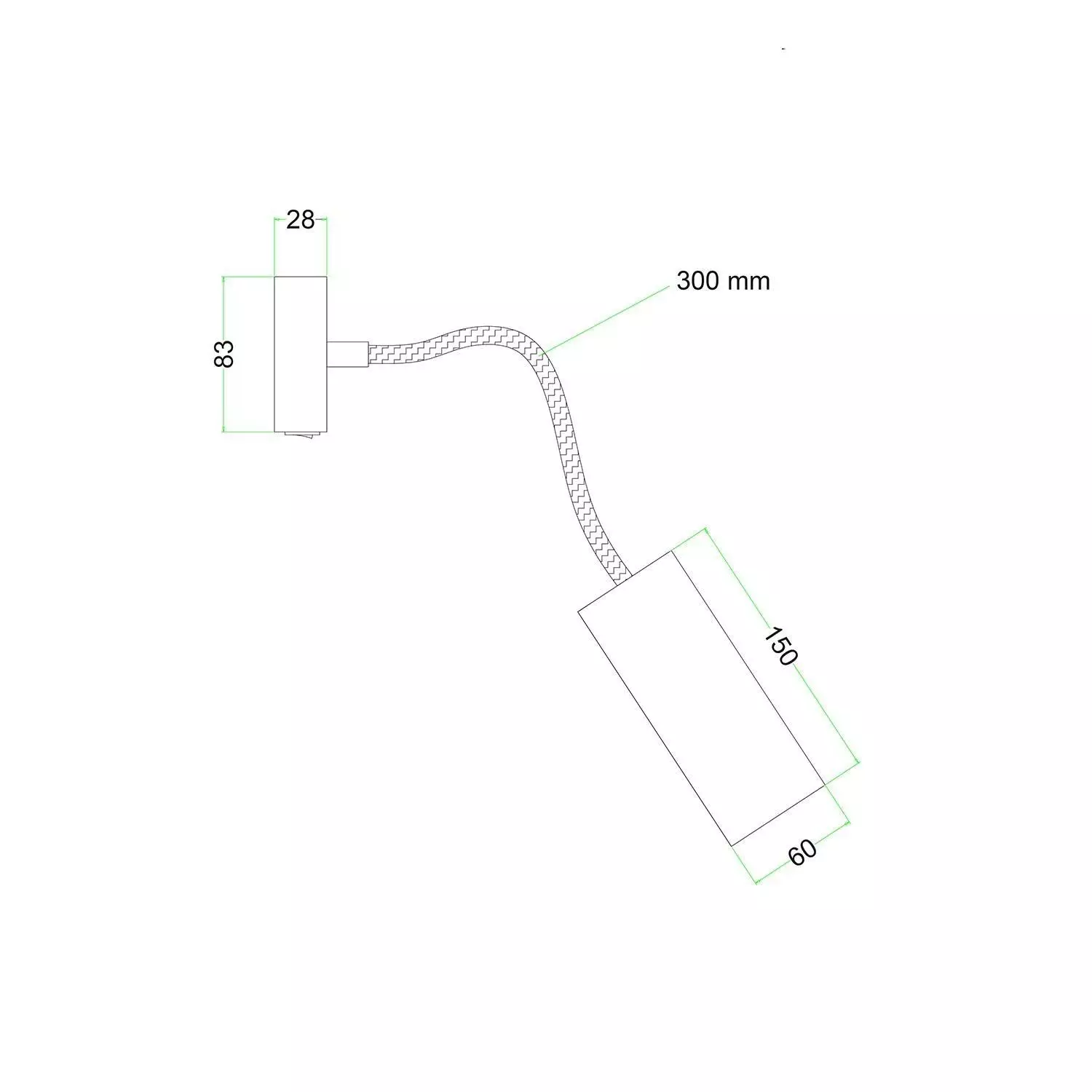 Fermaluce Flex 30 Leuchte mit Mini Baldachin mit Schalter und Strahler mit Tub-E14 Lampenschirm