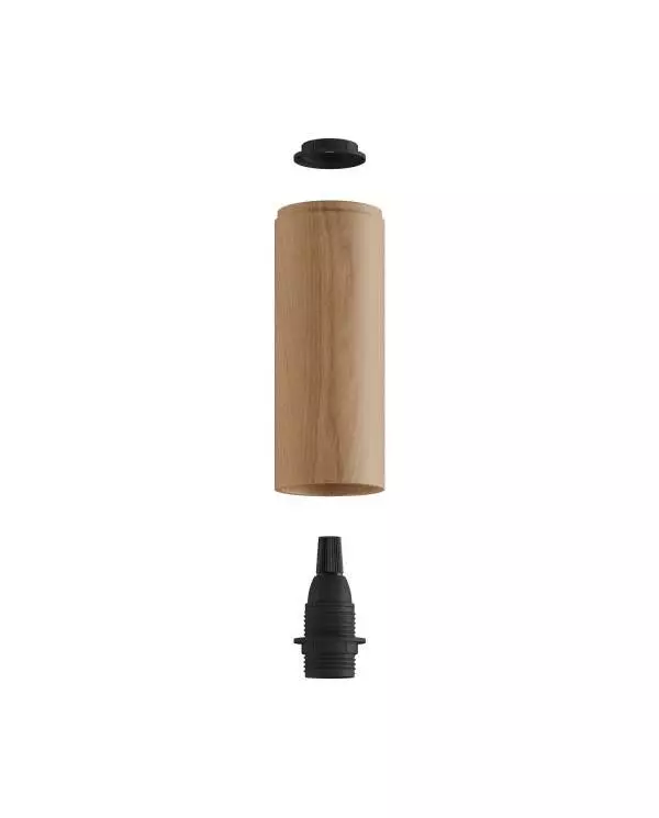 Fermaluce Flex 30 Leuchte mit Mini Baldachin aus Holz und Strahler mit Tub-E14 Lampenschirm