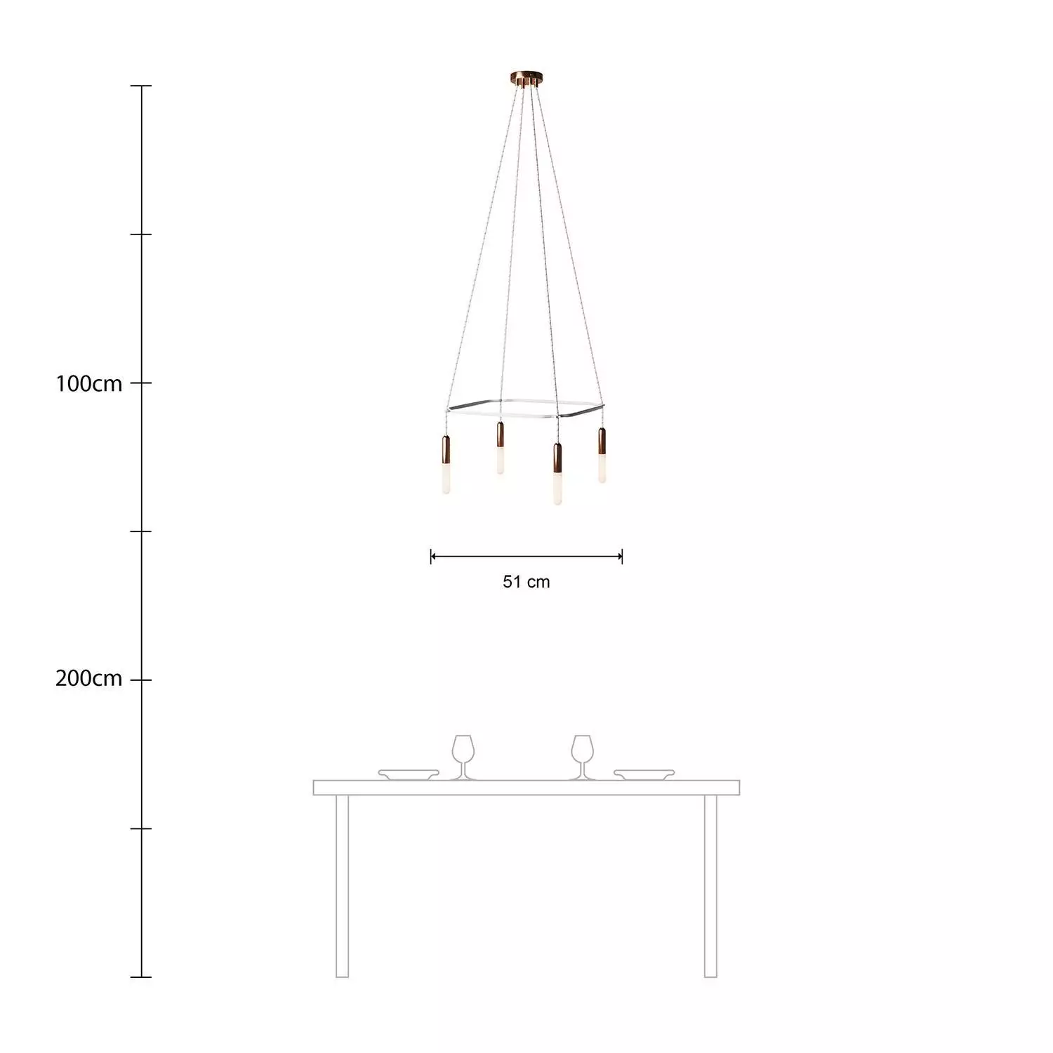 Deckenleuchte Cage P-Light mit 4 Aufhängungen