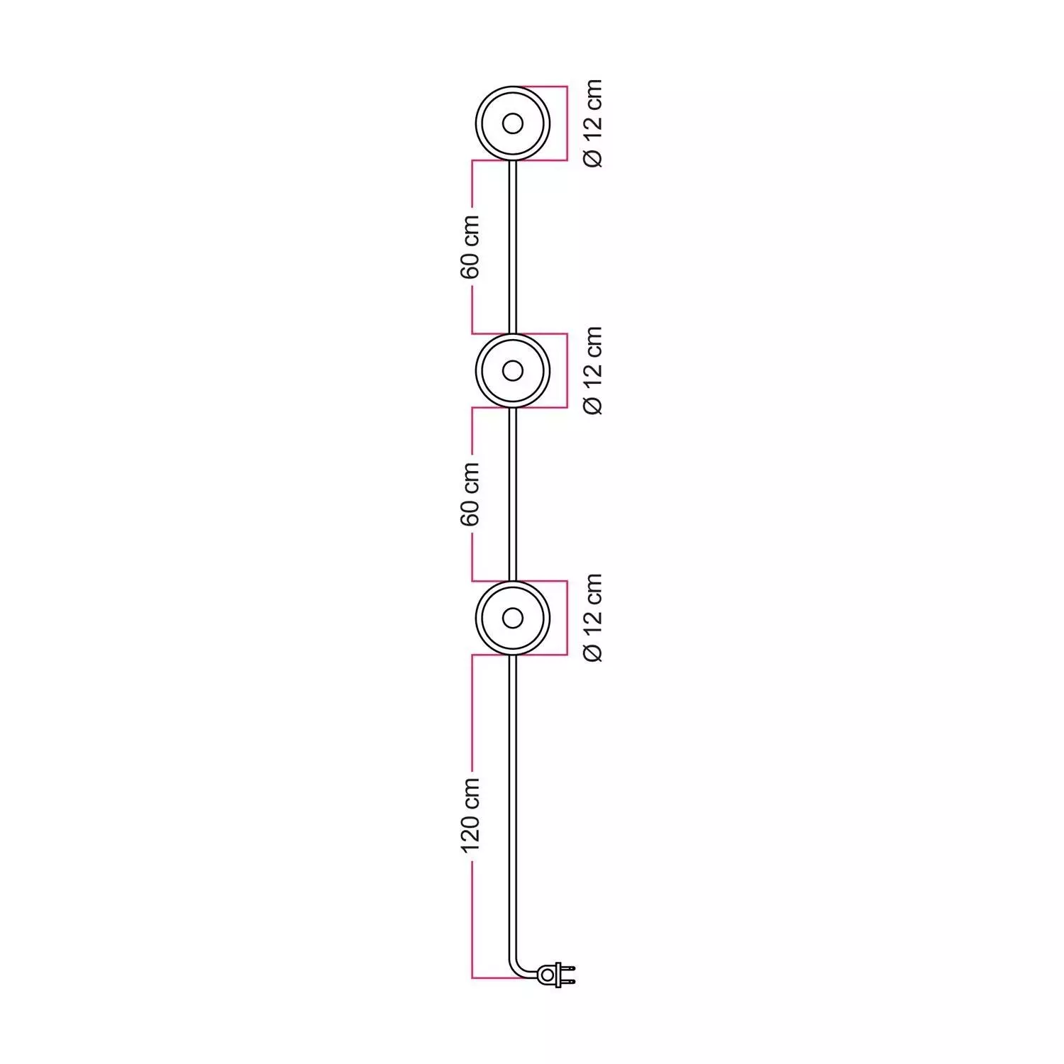 Spostaluce-Wandlampe mit Stecker und 3 Ghost-Glühbirnen