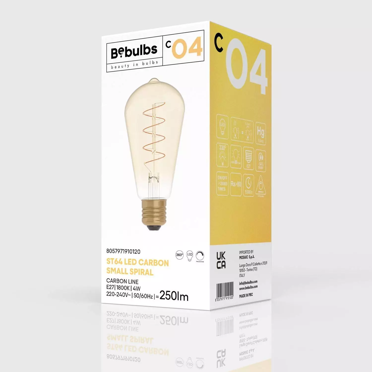 LED Glühbirne Golden Carbon Line Spiral-Filament Edison ST64 4W 250Lm E27 1800K Dimmbar - C04