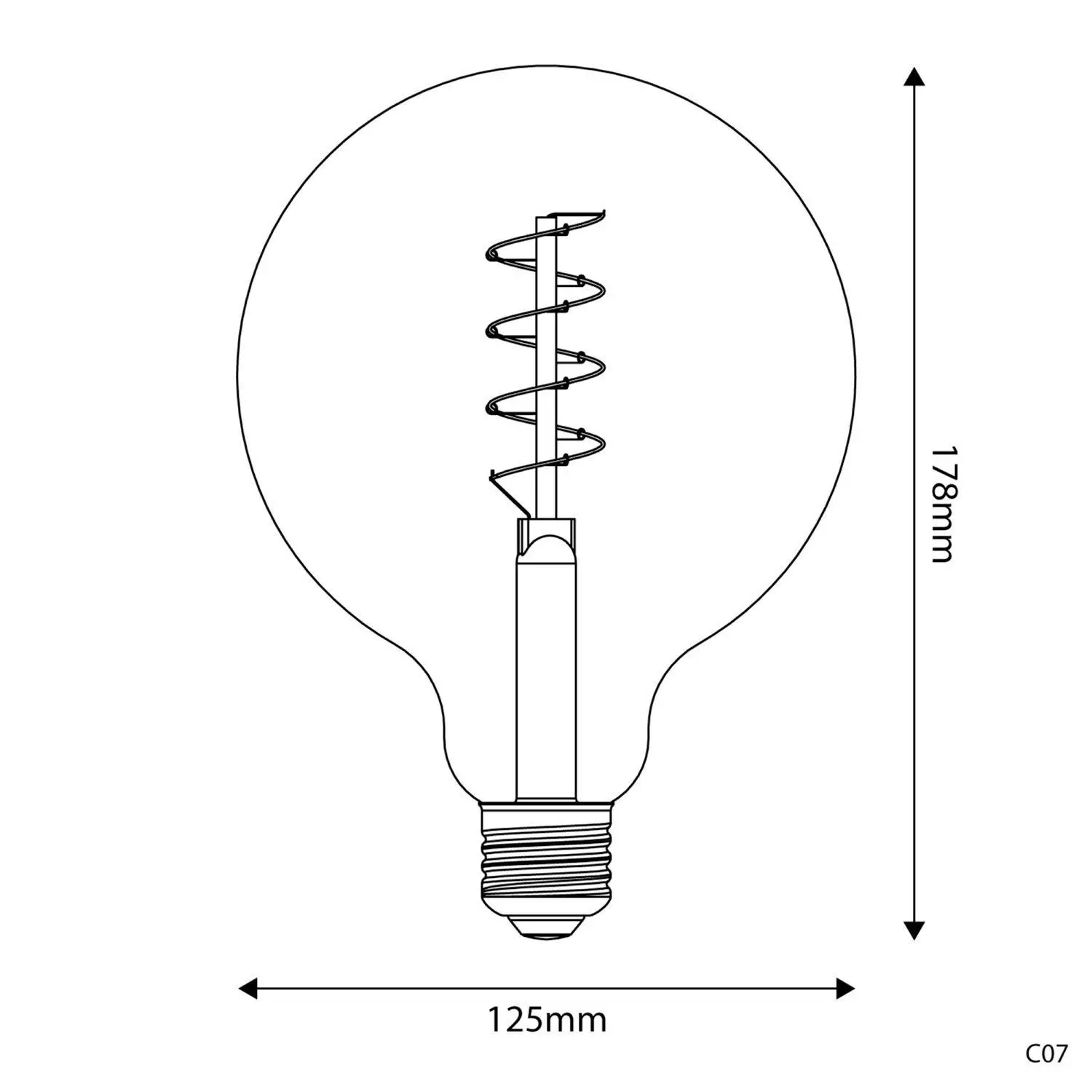 LED Glühbirne Golden Carbon Line Spiral-Filament Globe G125 4W 250Lm E27 1800K Dimmbar - C07