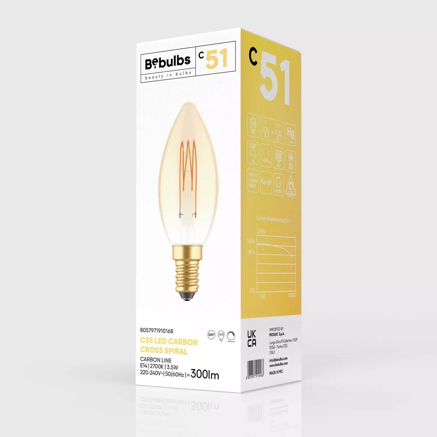 LED Glühbirne Golden Carbon Line Cage Filament Candle C35 3,5W 300Lm E14 2700K Dimmbar - C51