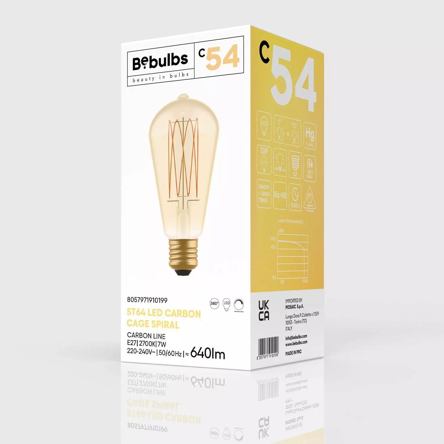 LED Glühbirne Golden Carbon Line Cage Filament Edison ST64 7W 640Lm E27 2700K Dimmbar - C54