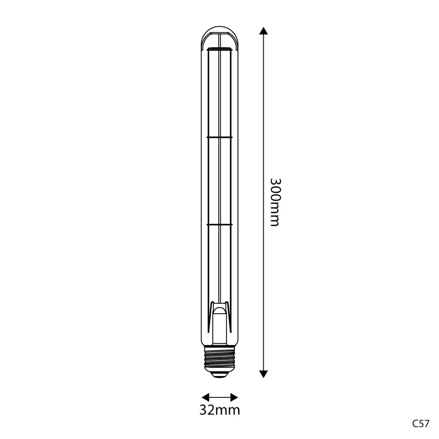 LED Glühbirne Golden Carbon Line, längliche Form T32X300 7W 806Lm E27 2700K Dimmbar - C57