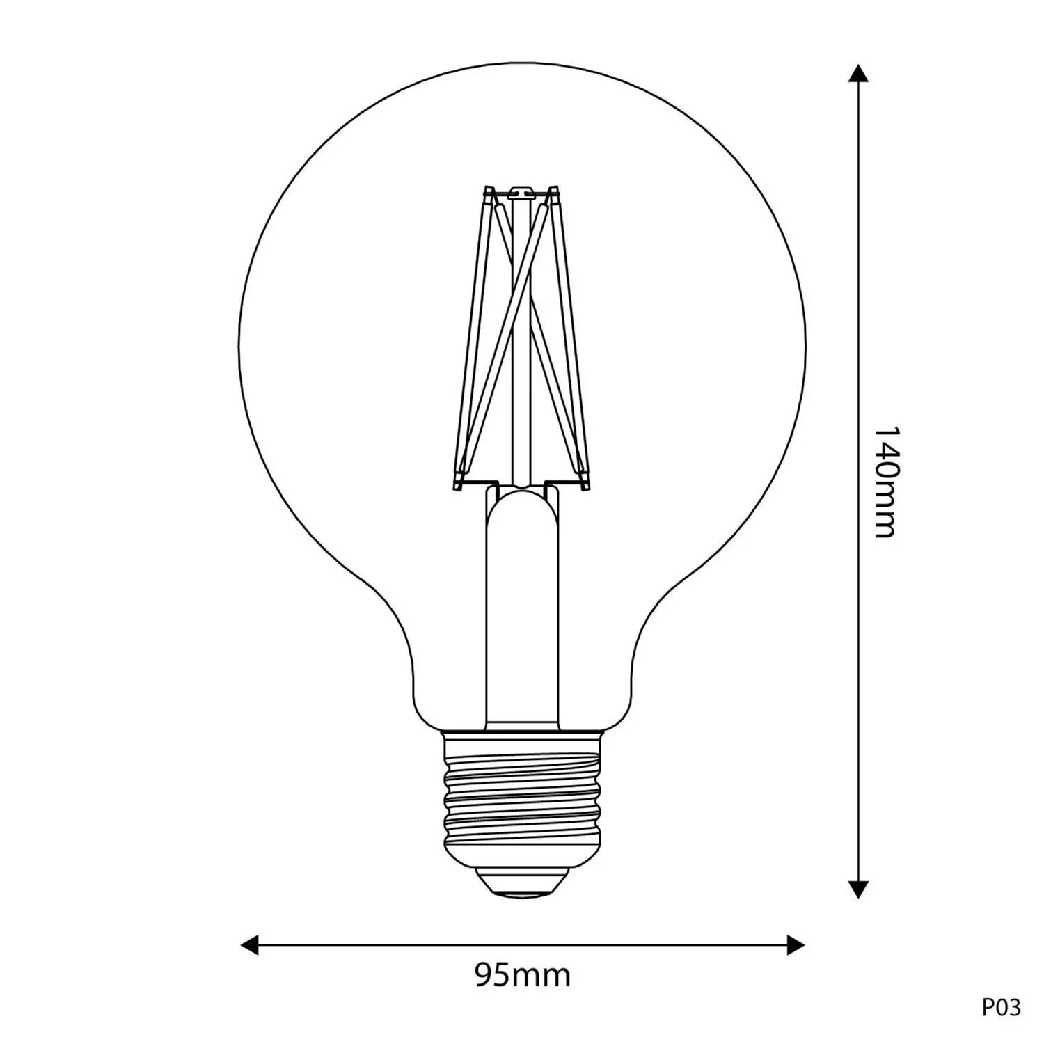 LED Glühbirne mit Porzellan-Effekt CRI 95 G95 7W 640Lm E27 2700K Dimmbar - P03