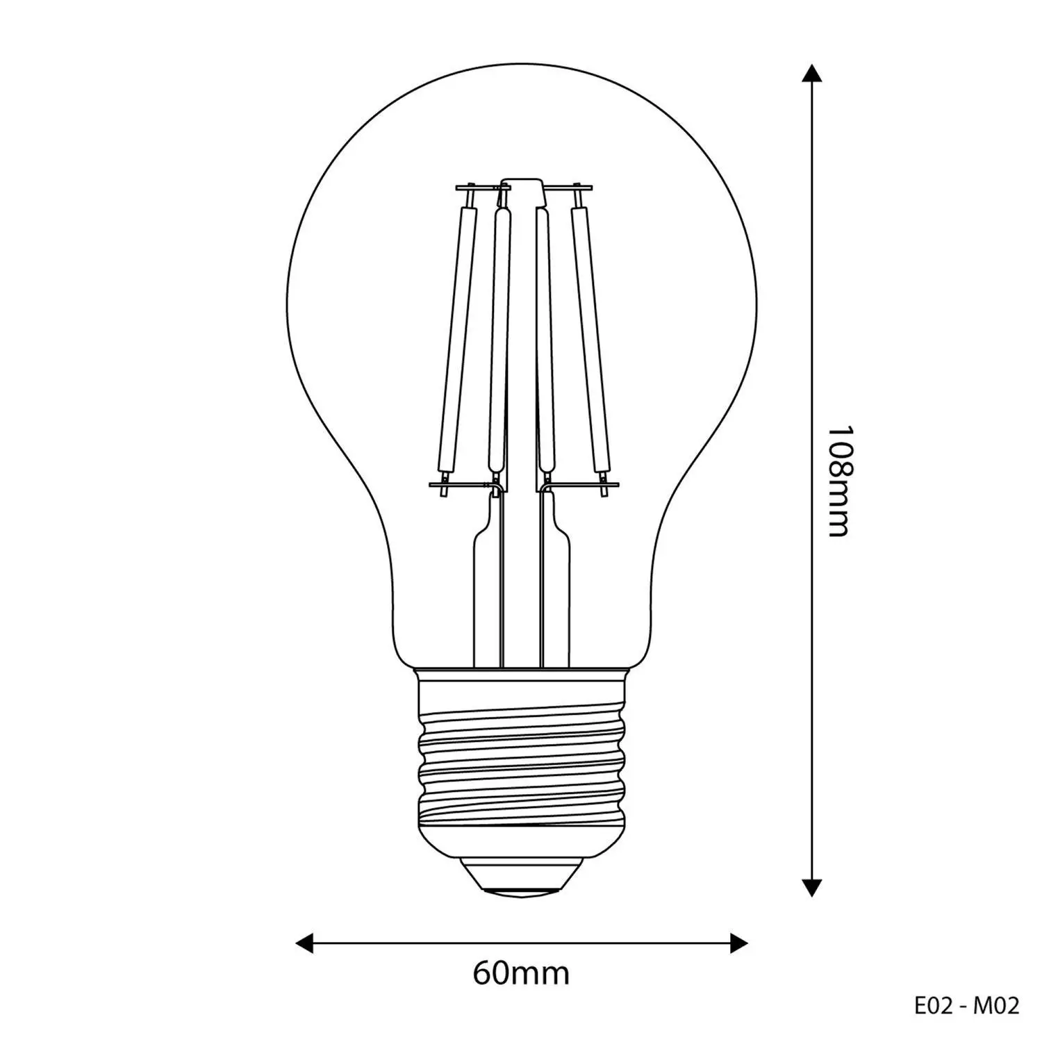 LED Glühbirne Tropfenform A60, transparent 4W 470Lm E27 2700K - E02