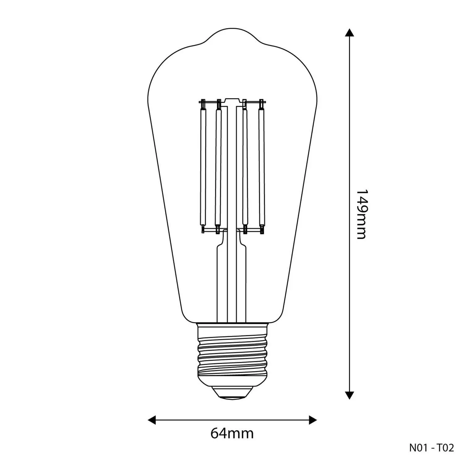 LED Glühbirne Edison ST64, transparent 7W 806Lm E27 2700K dimmbar - T02