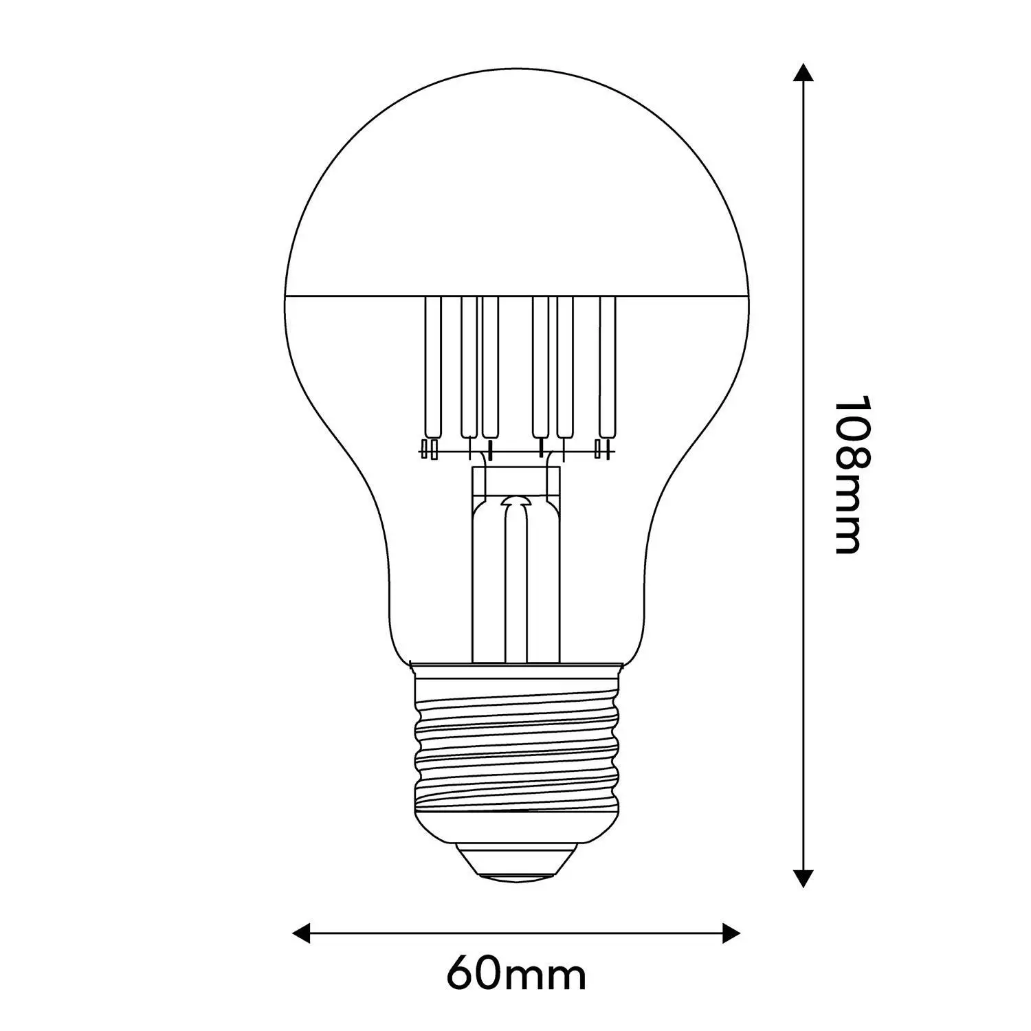 LED-Glühbirne Silber Kopfsiegel Tropfen A60 7W 650Lm E27 2700K dimmbar - A02