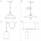 Pendelleuchte inklusive Glühbirne, Textilkabel, Swing Lampenschirm und Metall-Zubehör - Made in Italy