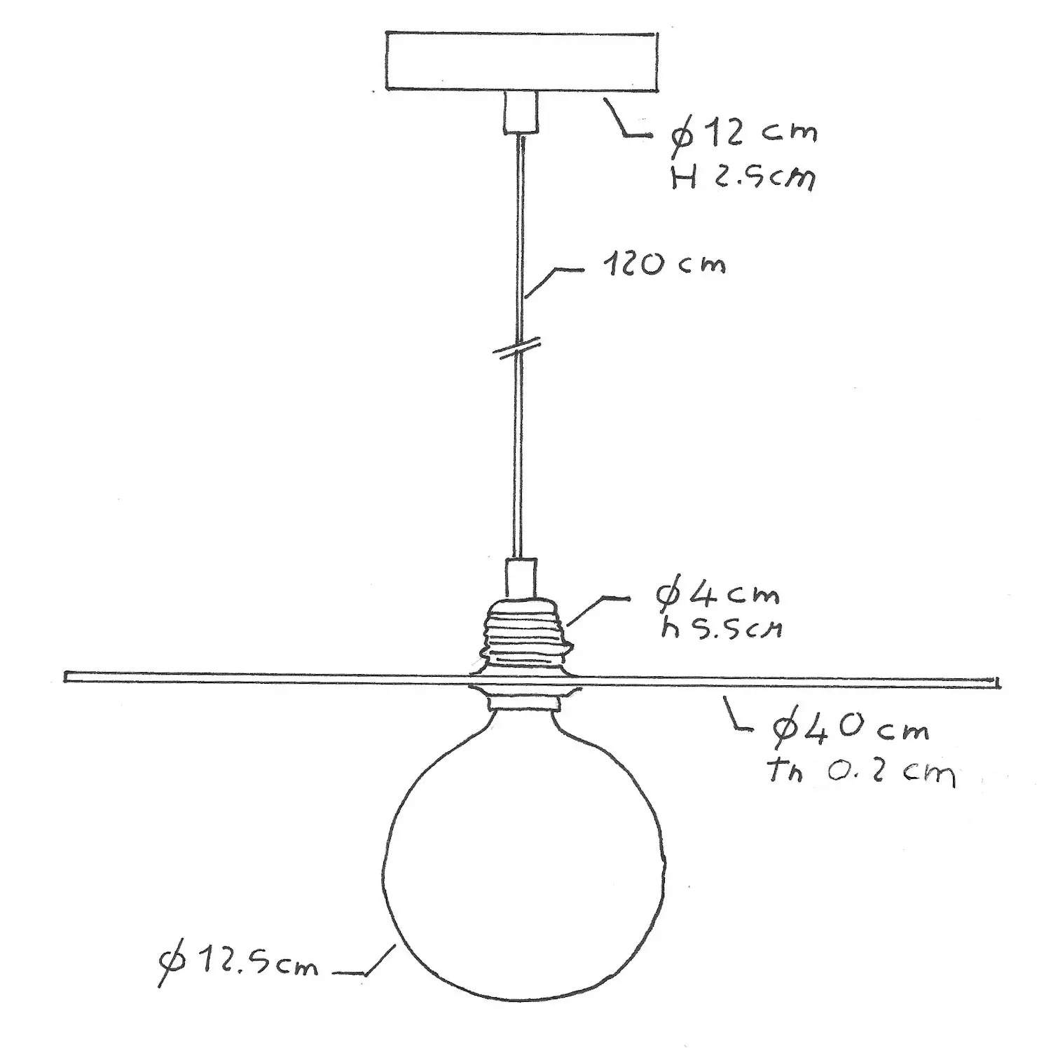 Pendelleuchte inklusive Glühbirne, Textilkabel, Oversized Ellepi Lampenschirm und Metall-Zubehör - Made in Italy