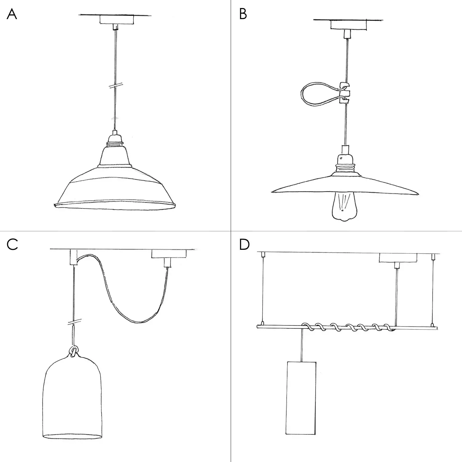 Pendelleuchte inklusive Glühbirne, Textilkabel, Dome Lampenschirm und Metall-Zubehör - Made in Italy