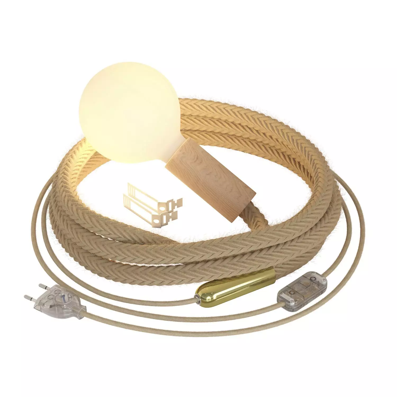 SnakeBis Tauseil - Plug-in Leuchte mit geflochtenem Jute-Tauseil