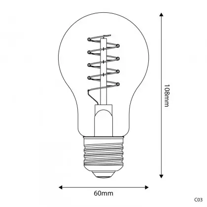 LED Glühbirne Golden Carbon Line Spiral-Filament Tropfenform A60 4W 250Lm E27 1800K Dimmbar - C03