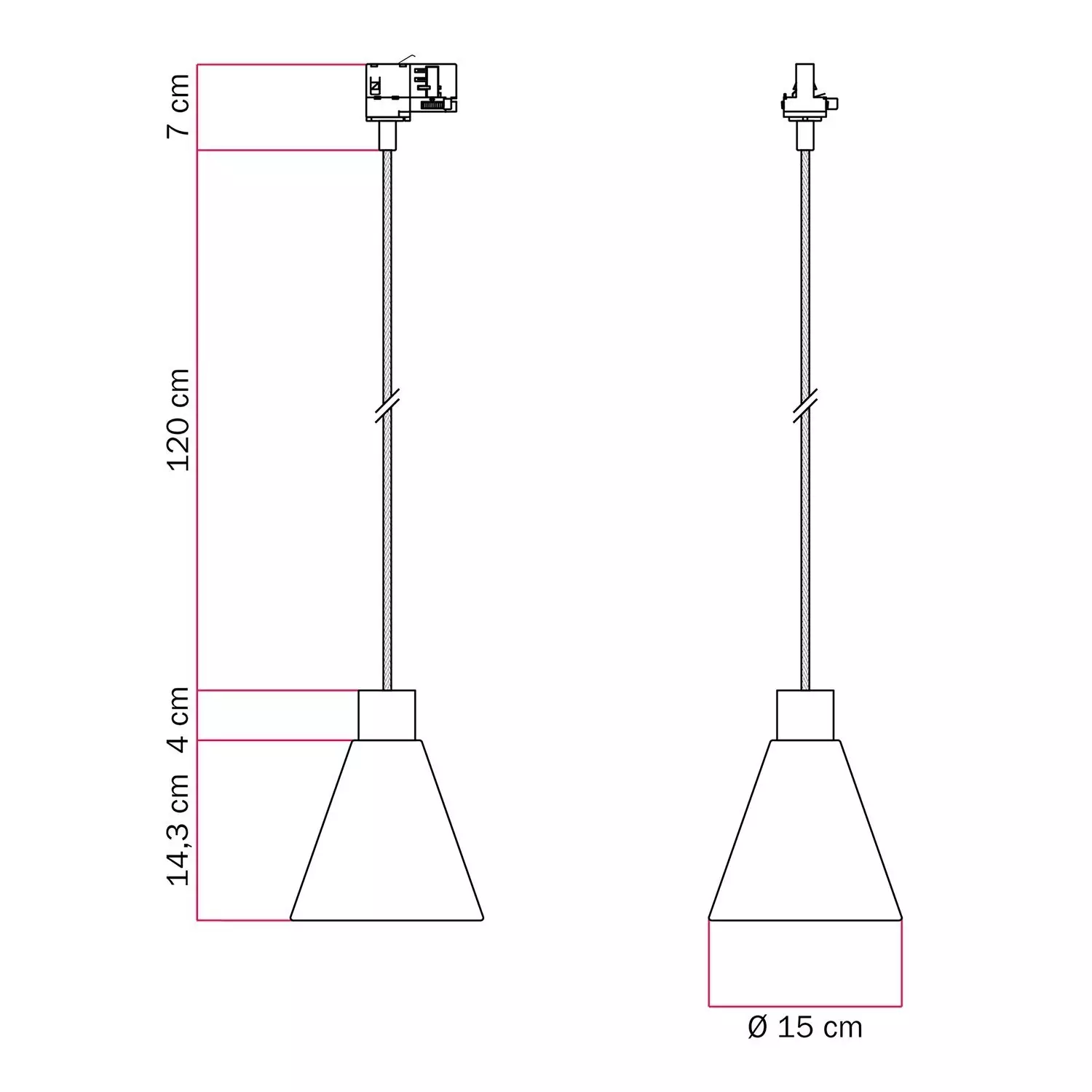 Hängelampe mit konischem Holzschirm