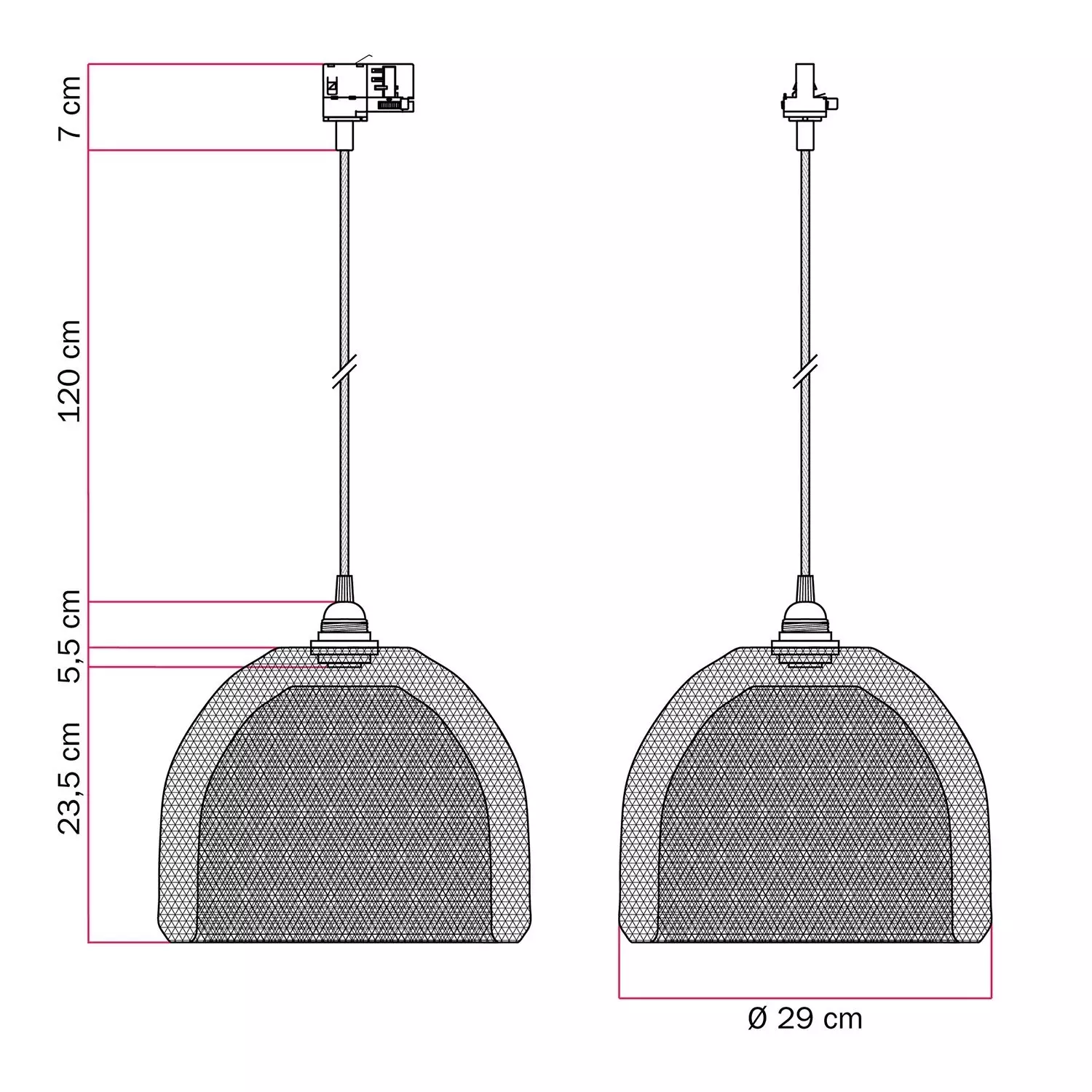 Ghostbell XL Pendelleuchte mit Käfigschirm für Schienen