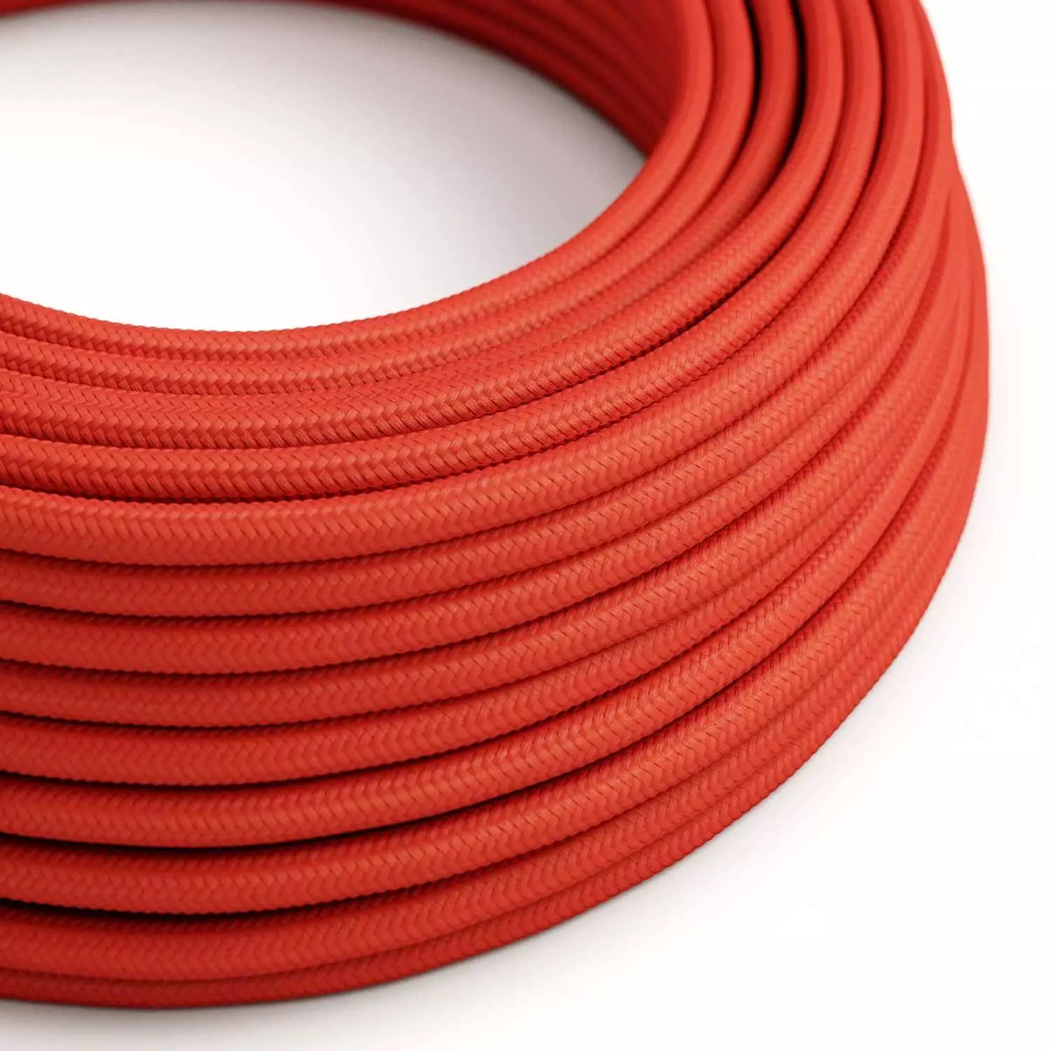 Textilkabel, feuerrot glänzend - Das Original von Creative-Cables - RM09 rund 2x0,75mm / 3x0,75mm