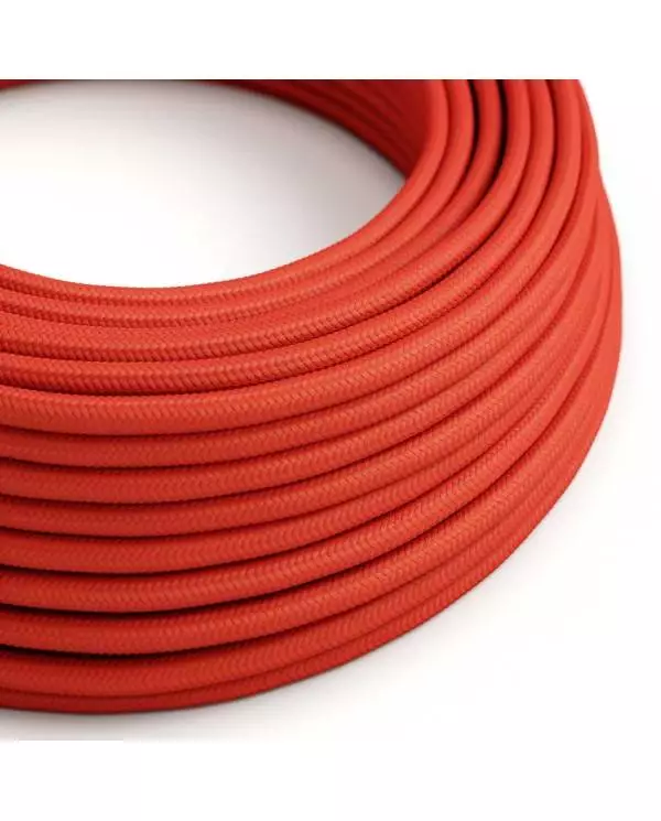 Textilkabel, feuerrot glänzend - Das Original von Creative-Cables - RM09 rund 2x0,75mm / 3x0,75mm