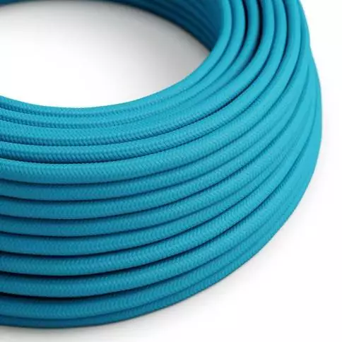 Textilkabel, cyanblau glänzend - Das Original von Creative-Cables - RM11 rund 2x0,75mm / 3x0,75mm