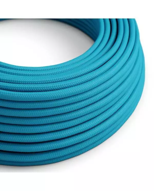 Textilkabel, cyanblau glänzend - Das Original von Creative-Cables - RM11 rund 2x0,75mm / 3x0,75mm