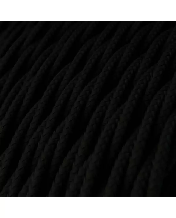 Textilkabel, kohlenschwarz glänzend - Das Original von Creative-Cables - TM04 geflochten 2x0.75mm / 3x0.75mm