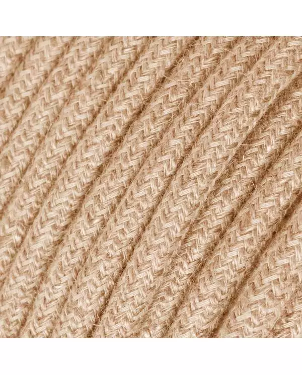 Textilkabel, hellbeige, aus Jute - Das Original von Creative-Cables - RN06 rund 2x0,75mm / 3x0,75mm