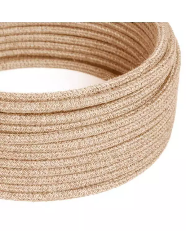 Textilkabel, hellbeige, aus Jute - Das Original von Creative-Cables - RN06 rund 2x0,75mm / 3x0,75mm