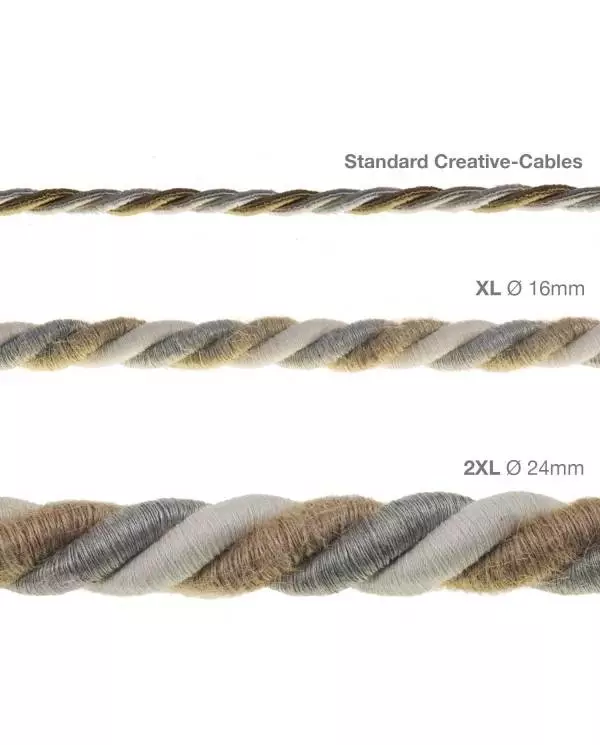 Elektrisches Tauseil XL 3x0,75 aus Jute, Baumwolle und natürliche Leinen Country. Durchmesser 16 mm