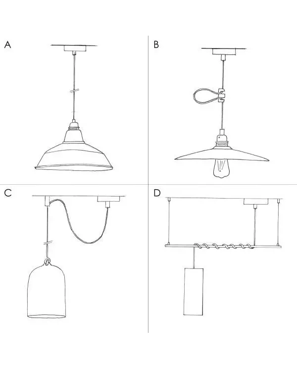 Pendelleuchte inklusive Glühbirne, Textilkabel, doppelseitigem UFO-Lampenschirm aus Holz und Metall-Zubehör - Made in Italy