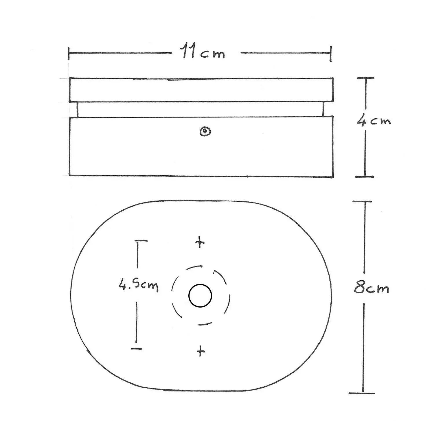 Ovales Lampenbaldachin aus Holz mit zentraler Bohrung und 2 Seitenlöchern für Lichterketten und Filé-System. Made in Italy