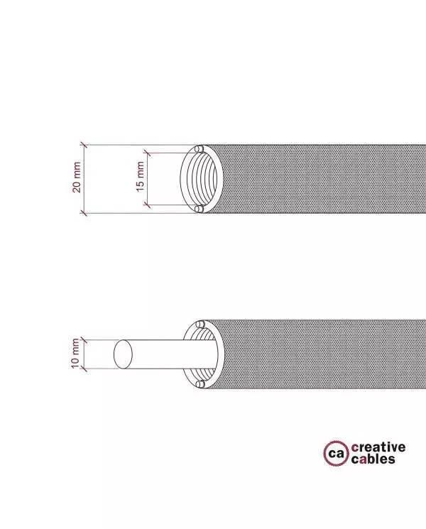 Creative-Tube, Durchmesser 20 mm, verkleidet in RN06 Jute, mit modularer Kabelkanal