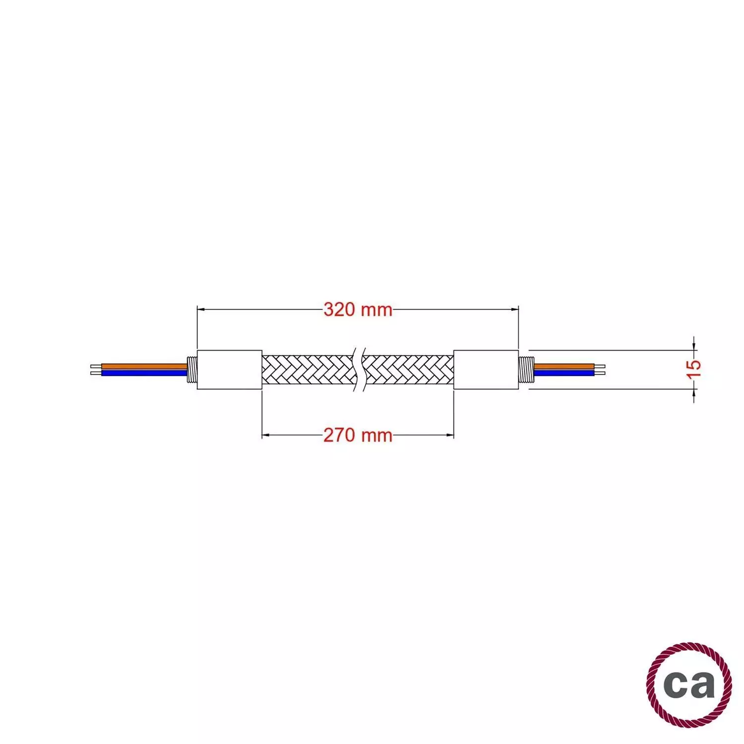 Kit Creative Flex flexibles gewebeummanteltes Kabelrohr, RM72 hell meliert mit Metallenden