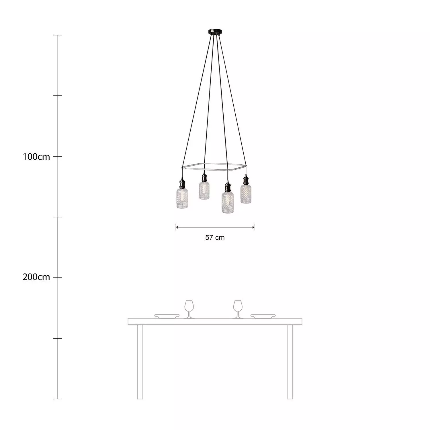 Deckenleuchte Cage Crystal mit 4 Aufhängungen