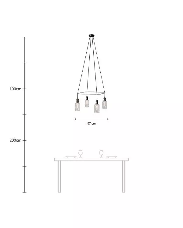 Deckenleuchte Cage Crystal mit 4 Aufhängungen